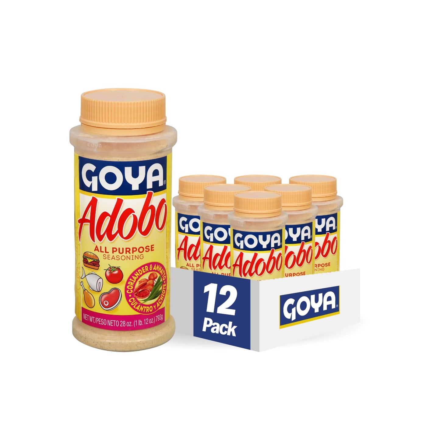 Goya Foods Adobo All Purpose Seasoning with Coriander & Annatto, 28 Ounce (Pack of 12)