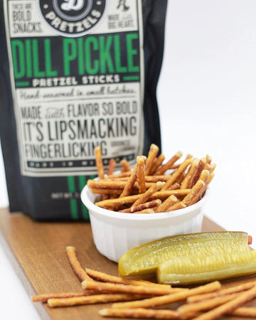 Pop Daddy Flavored Pretzels Sticks | Healthy Gourmet Pretzels Snacks | 7.5Oz Individual Bags | 3 Pack | Dill Pickle