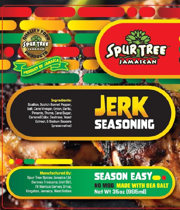 Spur Tree Jamaican Jerk Seasoning – Authentic 35 Oz Caribbean Jerk Sauce with All-Natural Ingredients for Flavorful Grilling and Cooking