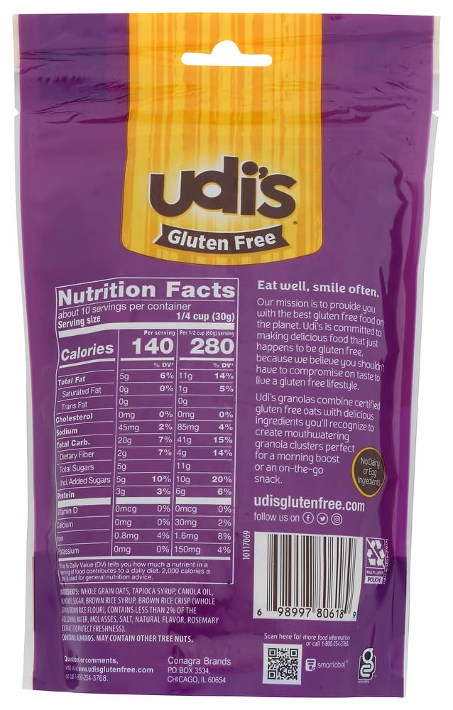 Udis Gluten Free Granola, Vanilla, 12-Ounce Pouches (Pack of 3)