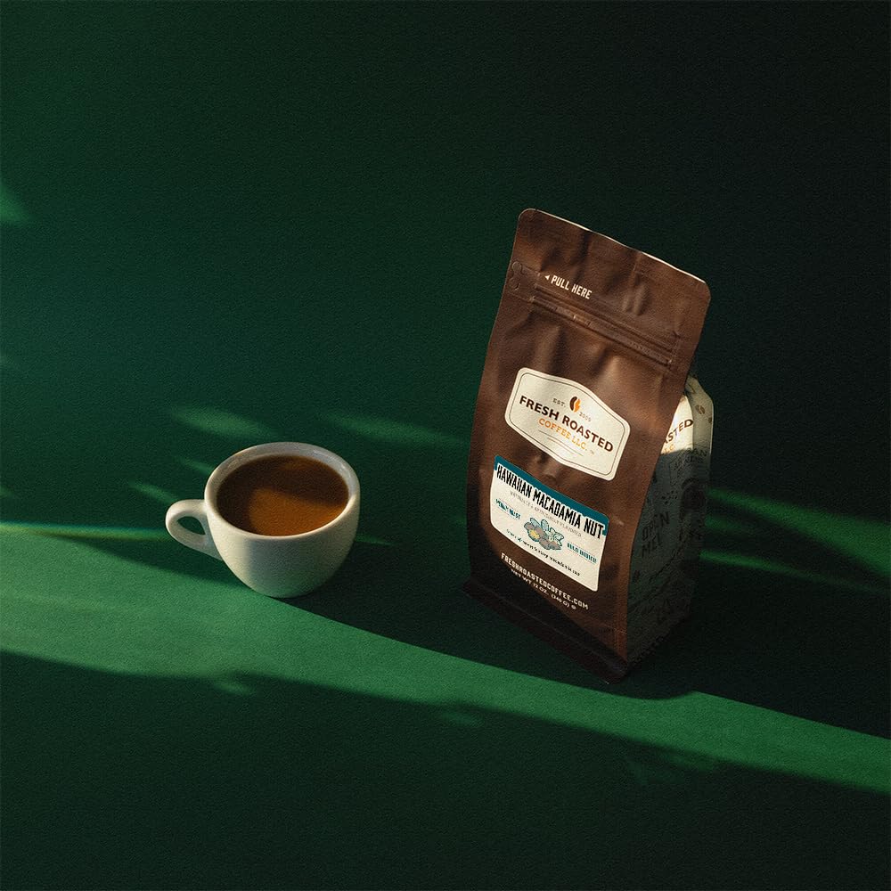 Fresh Roasted Coffee, Hawaiian Macadamia Nut Flavored Coffee, 5 Lb, Medium Roast, Kosher, Ground