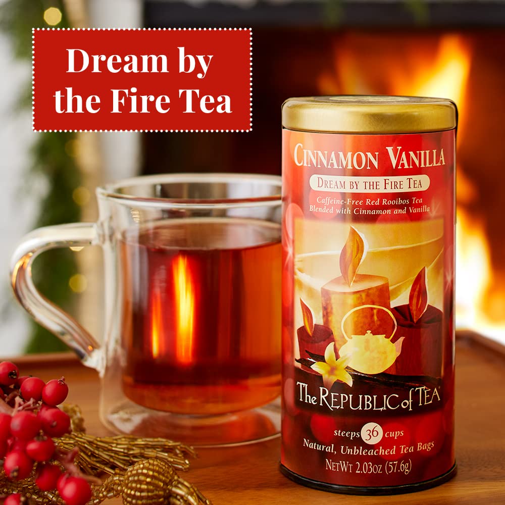 The Republic of Tea Cinnamon Vanilla Dream by the Fire Tea, Caffeine-Free, 36 Tea Bags, Model mp-40410
