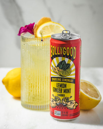Bollygood Sparkling Lemonade, Lemon Ginger Mint, Indian Inspired Beverage Nimbu Pani, No Artifical Colors Or Flavors, Non-Gmo Pr