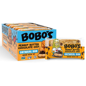 Bobos Oatmeal Bars, Peanut Butter Chocolate Chip, Gluten Free Vegan Whole Grain Oat Bars, Pack of 12