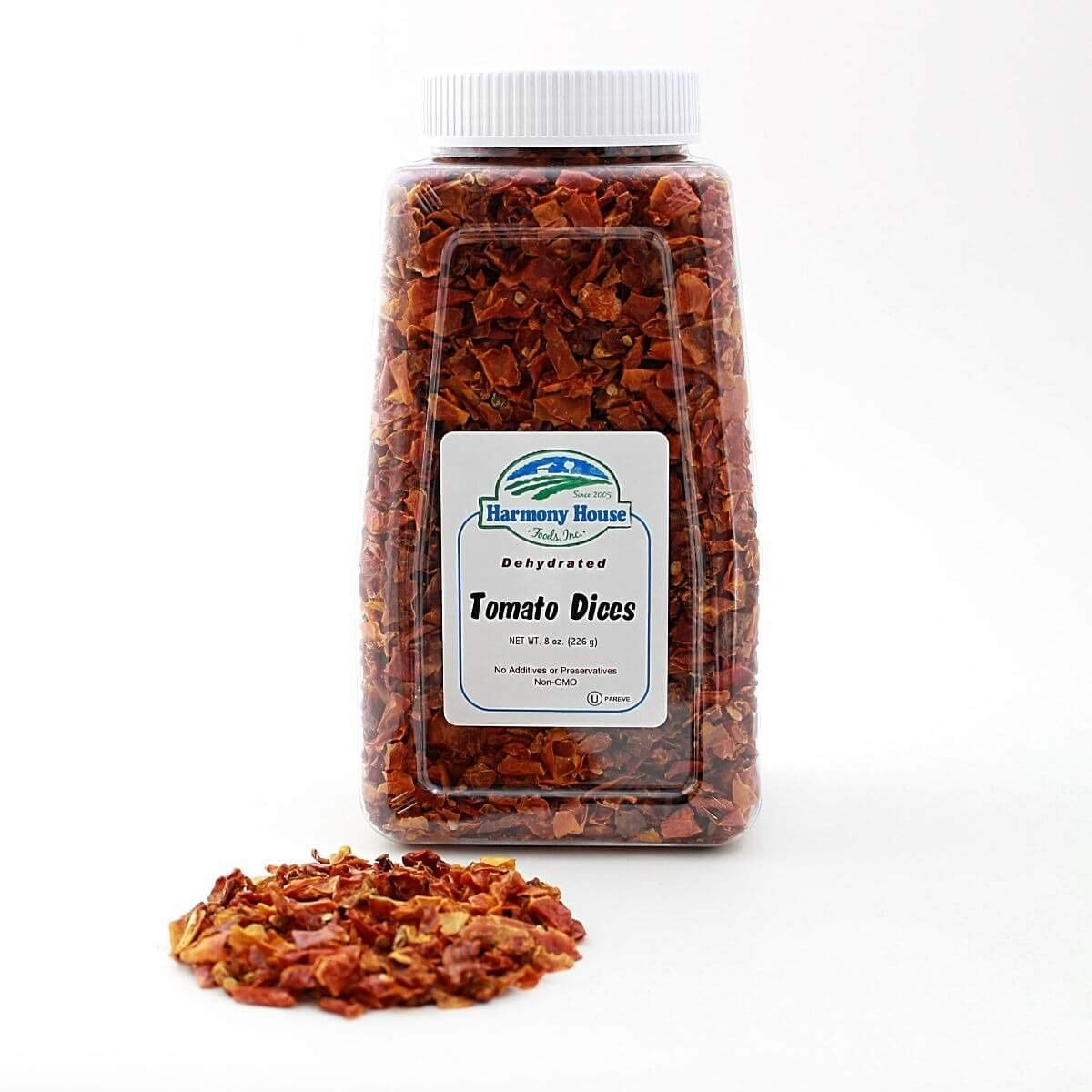 Harmony House Foods Dried Tomato Dices (8 Oz, Quart Size Jar) For Cooking, Camping, Emergency Supply, And More
