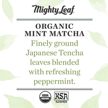 Mighty Leaf Tea, Organic Mint Matcha Green Tea Powder, 1.5 Ounce Tin, Japanese Matcha With Mint Powder, Unsweetened