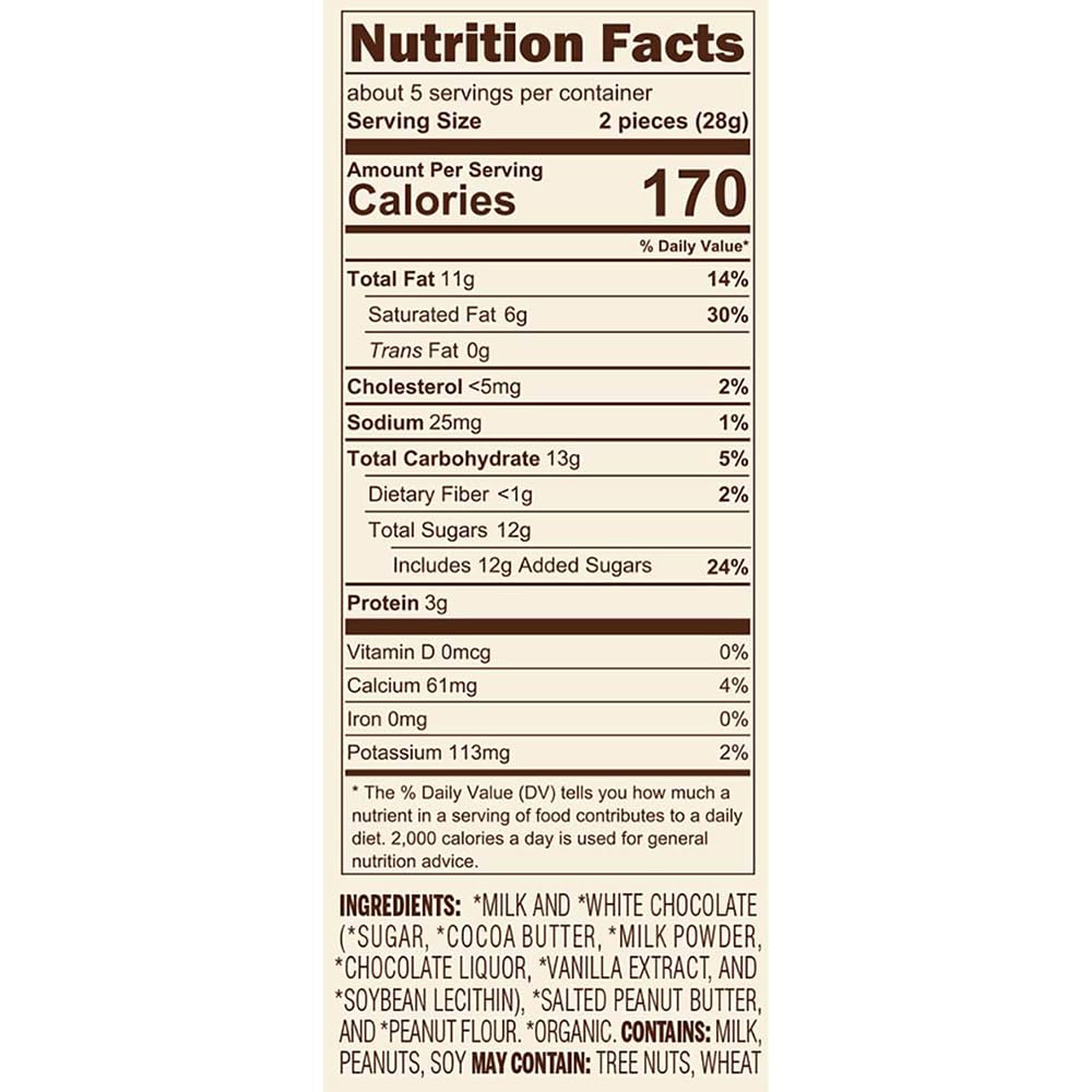 Lake Champlain Chocolates Organic Peanut Butter Chocolate Leaves Gift Bag, 5 OZ, 10 Count