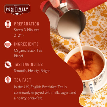 Organic Positively Tea Company, English Breakfast Black Tea, Loose Leaf, 4 Ounce