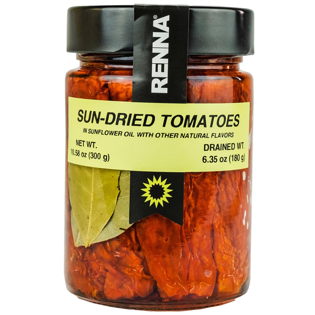 Renna Top-Grade Italian Sun-Dried Tomatoes In Oil (10.58 Oz) Authentic Culinary Excellence From Italy Experience The Rich Flavors Of The Mediterranean With Renna