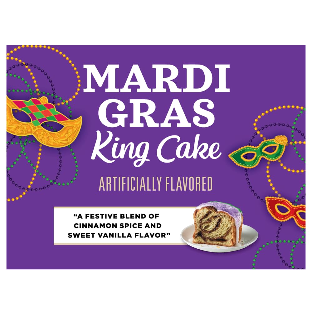 Community Coffee Mardi Gras King Cake Flavored Ground Coffee, Medium Roast, 32 Ounce Bag, Red