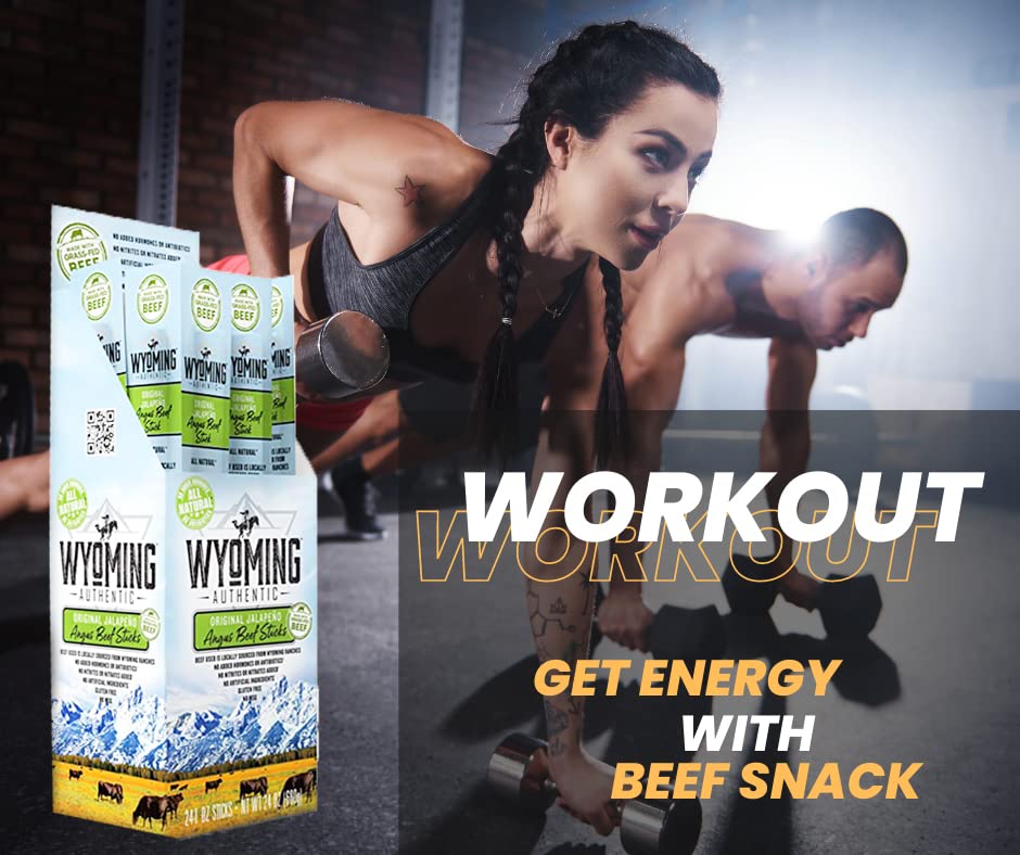 Wyoming 100% Grass Fed Beef Sticks - Original Jalapeo Flavor - Clean Tasty Meat Sticks Snacks With 6G Of Protein Made With Angus