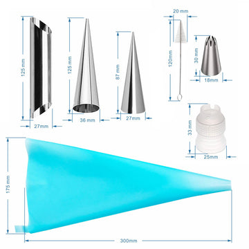 Non-Stick Cream Cannoli Tubes, Fantasyday 50 Pcs Stainless Steel Baking Cones Pastry Roll Horn Croissant Mold Cannoli Shells Wit