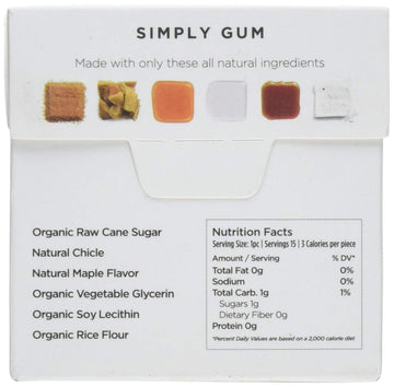 Simplygum Maple Natural Gum, 15 Ct