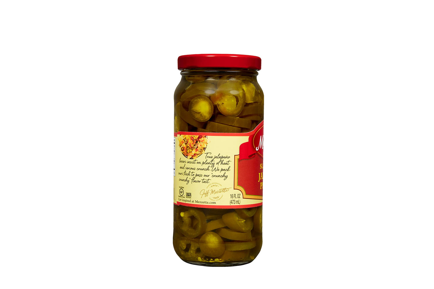 Mezzetta Sliced Hot Jalapeno Peppers| Gluten Free, Kosher, Keto | 16 Fluid Ounce Jar (Pack Of 6)