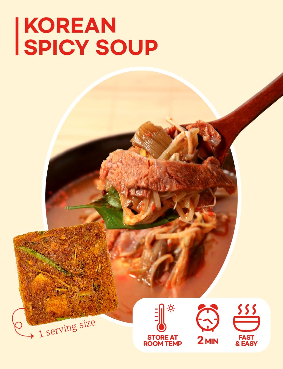 Korean Frozen Dried Multi-Pack Soup (Seaweed Soup 10G 6Ea) + (Korean Spicy Soup 10G 6Ea) Easy Cooking Individual Packaging
