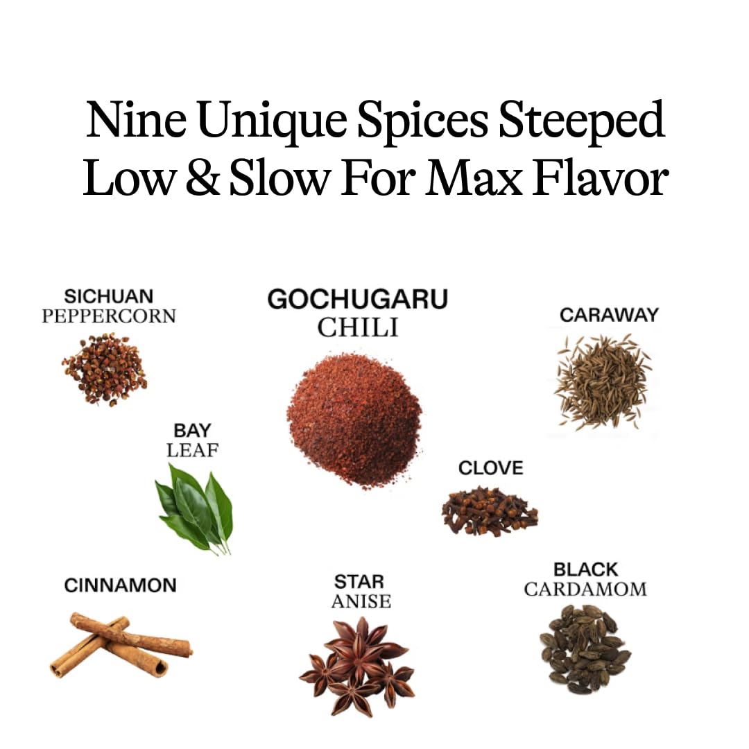 Algae Cooking Club Gochugaru Chili Oil - Mild Heat & Smoky Depth with Star Anise Caraway & Sichuan Pepper - Infused with High-Oleic Algae Oils - Seed-Free Oil