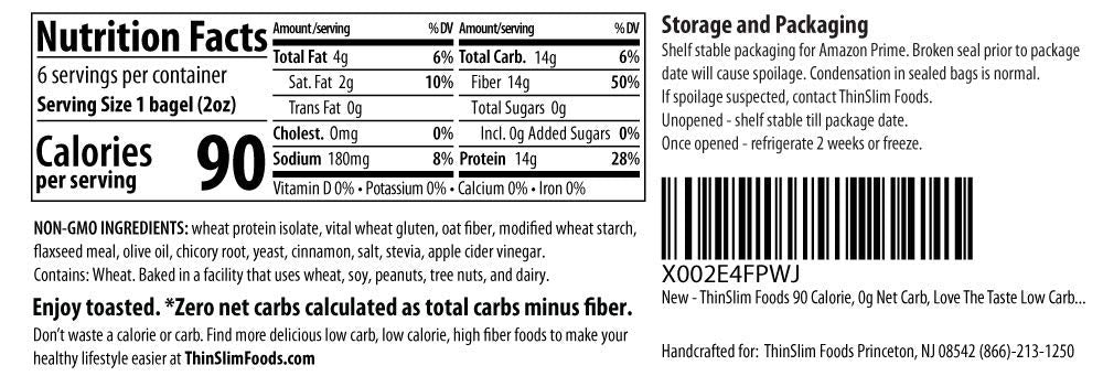 Thinslim Foods Keto Bagels | Keto Bread Alternative | Low Carb Cinnamon, 2 Pack (6 Diet Bagels Per Keto Friendly Food Pack)