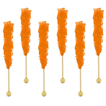 Rock Candy Lollipops Pops Candy Suckers, Color And Flavor Assortment, Individually Wrapped, 6.5" (Orange, 12-Pack)
