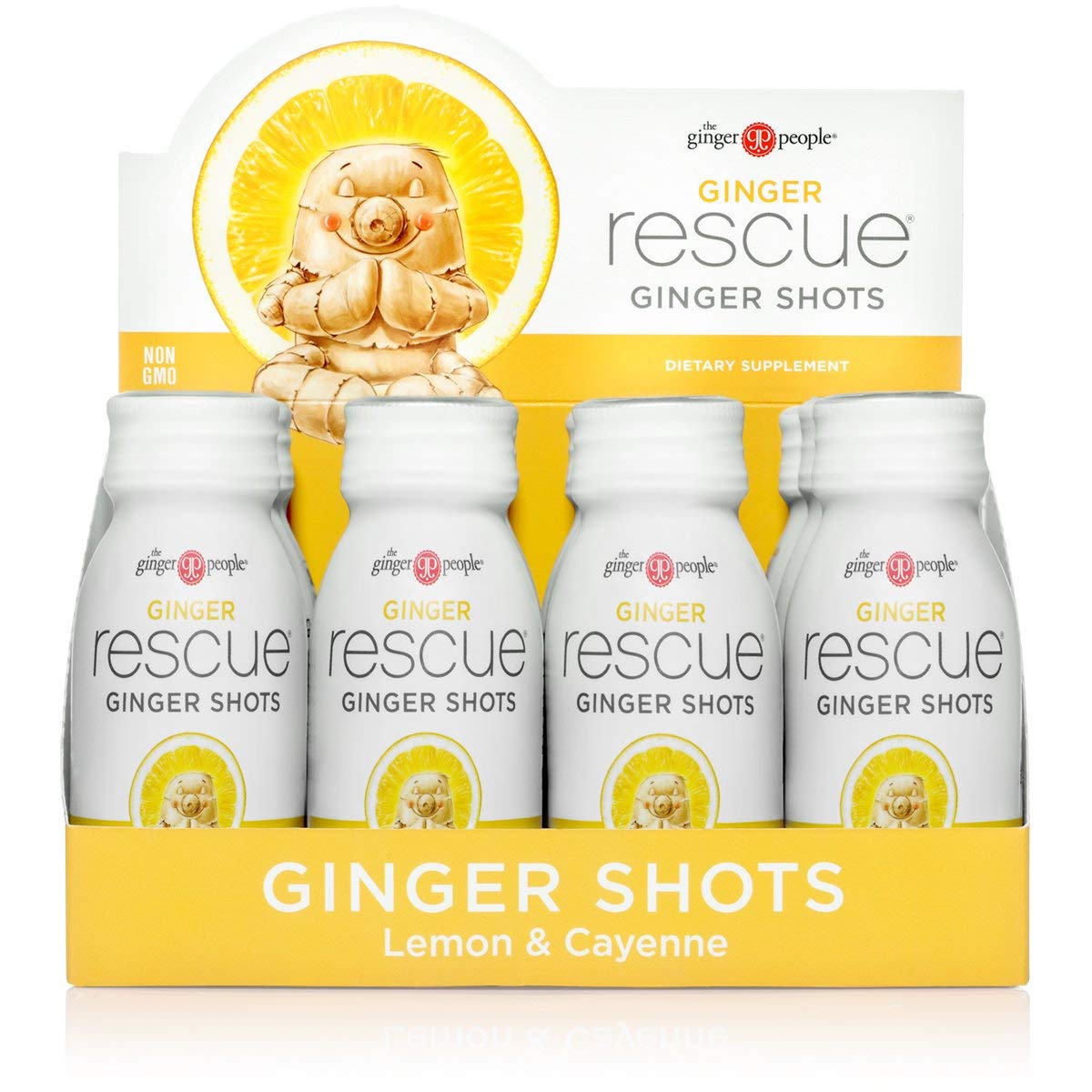 The Ginger People Ginger Rescue Shots - Energy Boosting, Lemon & Cayenne Flavor, 2 Fl Oz (Pack of 12)