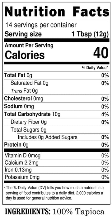 Large Pearl Tapioca • 100% Tapioca • 100% Natural • Make Your Own Tapioca Pudding/Boba Bubble Tea • Vegan Kosher Sourced • Sugar Free • Non-Gmo • Gluten-Free!