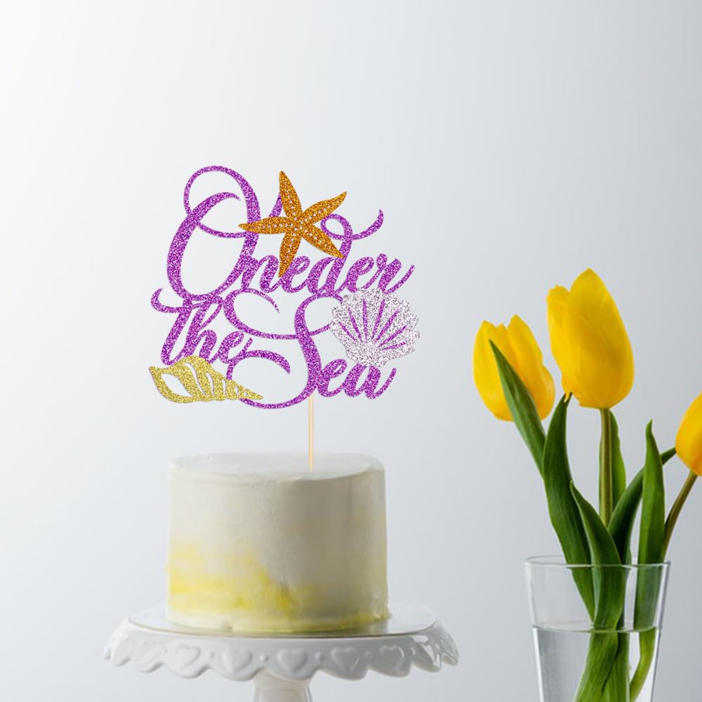 Qertesl Oneder the Sea Cake Topper, Cardboard, Baby 1st Birthday Decor, Sea Themed Party Decoration