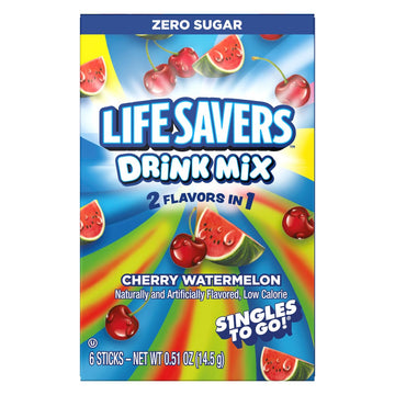 SINGLES TO GO! Cherry Watermelon Drink Mix - Powdered Drink Mix - Pack of 3 (18 Total Servings) - 0.63 Ounce Each