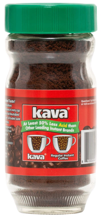 Kava Instant Coffee, Decaf Acid Reduced, 4 Ounce Jar, Pack of 3, Green