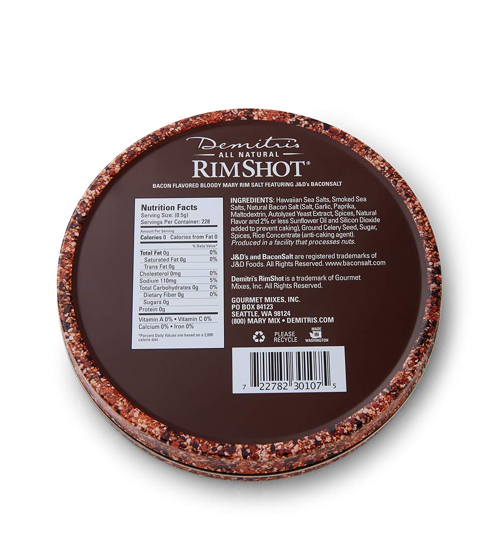 Demitri'S Bacon Rimshot, Spiced Rim Salt, , 4-Ounce Tins (Pack Of 4)