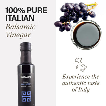Kouzini Ultra Premium Blueberry Balsamic Vinegar, Aged Balsamic Vinegars from Modena, Italy, Premium, Smooth & Full-Bodied Flavo