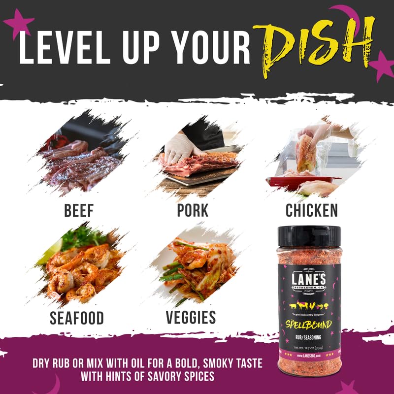 Lanes Pork Rub Seasoning, All-Natural BBQ Rib Rub, 11.7 Oz, Sweet Flavor for smoky aroma