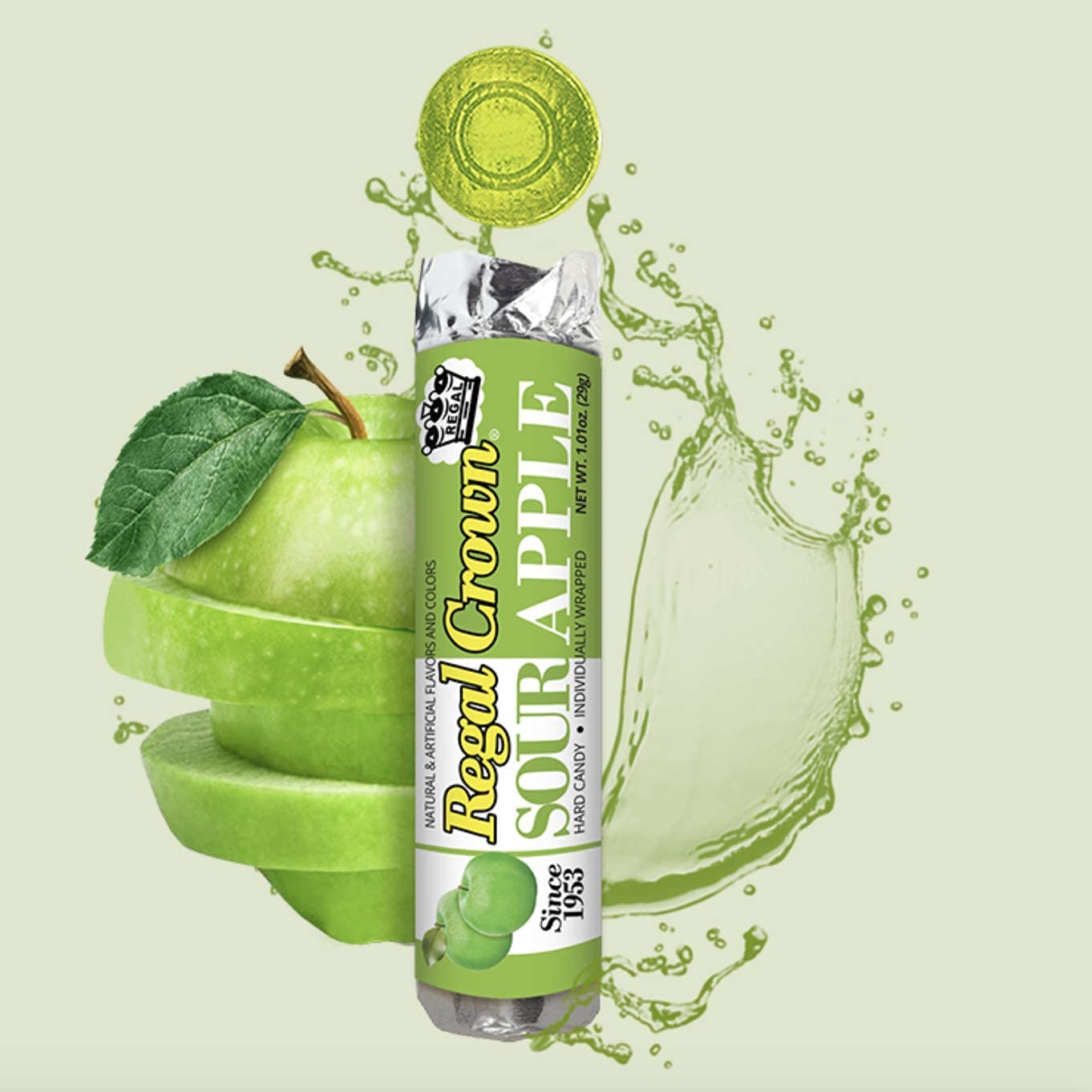 Regal Crown Sour Apple Hard Candy Rolls | Old Fashioned Sour Apple Candy | Traditional Crisp and Tarte Apple Candy Brought To Yo