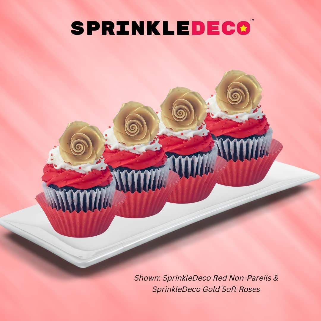 Sprinkle Deco Nonpareils Sprinkles Toppings for Cakes, Cookies, Cupcakes, Ice Cream - 6oz Bag - Red, White, Blue, Orange, Yellow, Black, Green