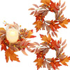 napmedon 2 Pieces Pumpkins Candle Rings Wreaths Mini Autumn Decoration 10inch Orange Silk DTM0096-2pc
