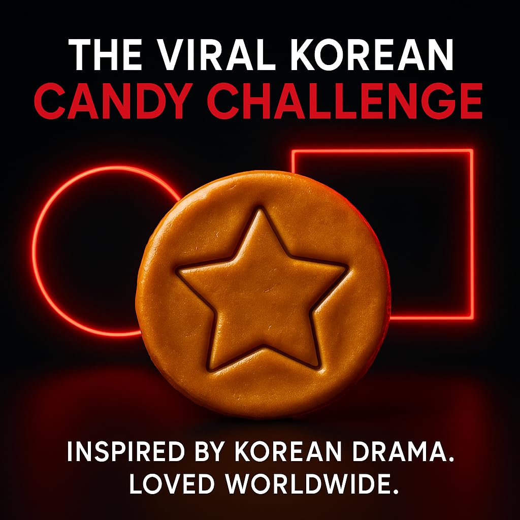 Handmade Korean Dalgona Candy - 20 Pack Honeycomb Toffee, Classic K-Drama Challenge Candy, Individually Wrapped, Authentic Korea