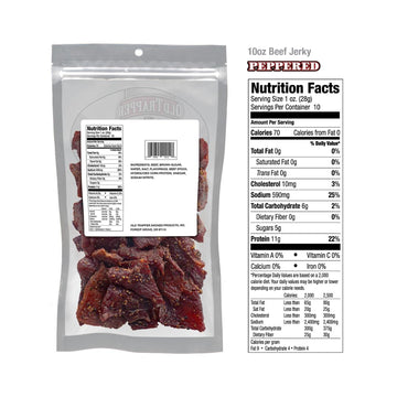 LYZAS SWEETS & Beef Jerky Gift Set, Peppered & Teriyaki, 10 oz. (Pack of 2) with Bonus Magnet