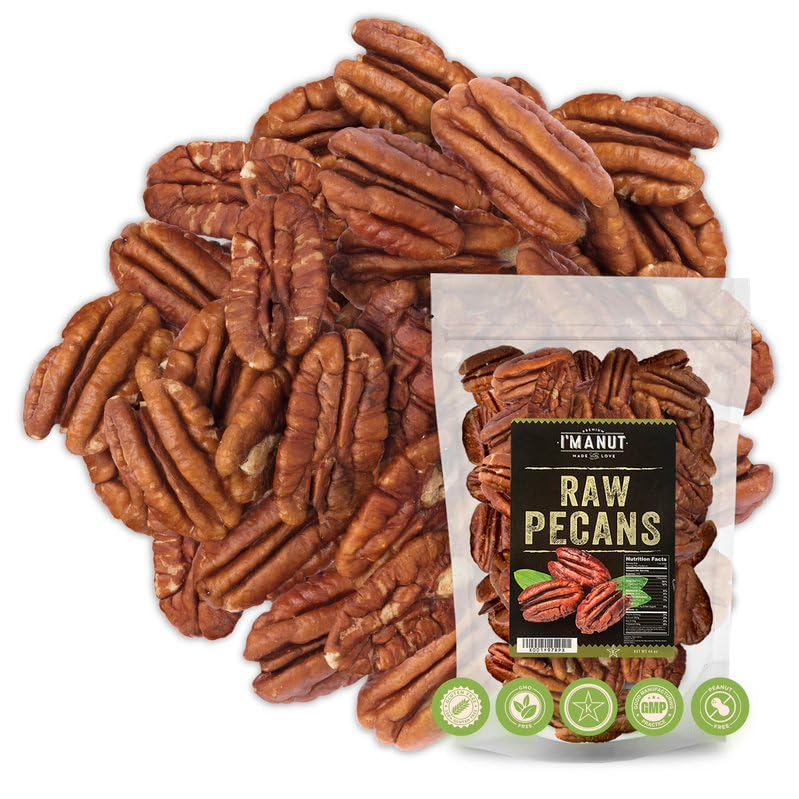 Premium Raw Pecan Halves 16oz (1 lb) | American-Grown, Non-GMO | Batch Tested Gluten & Peanut Free | No PPO or Preservatives | R
