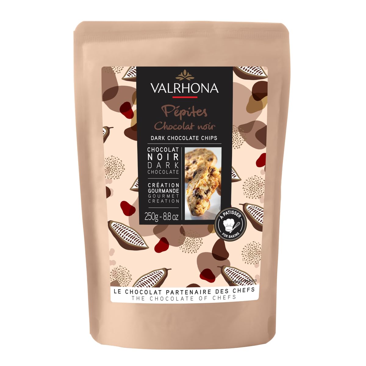 Valrhona Finest Dark Chocolate Chips For Baking - 52% Cocoa A Perfect Fusion Of Top-Grade Dark Cocoa Flavor These Gourmet Chocolate Chips Are Ideal For Cookies Muffins Brioches And Pastries
