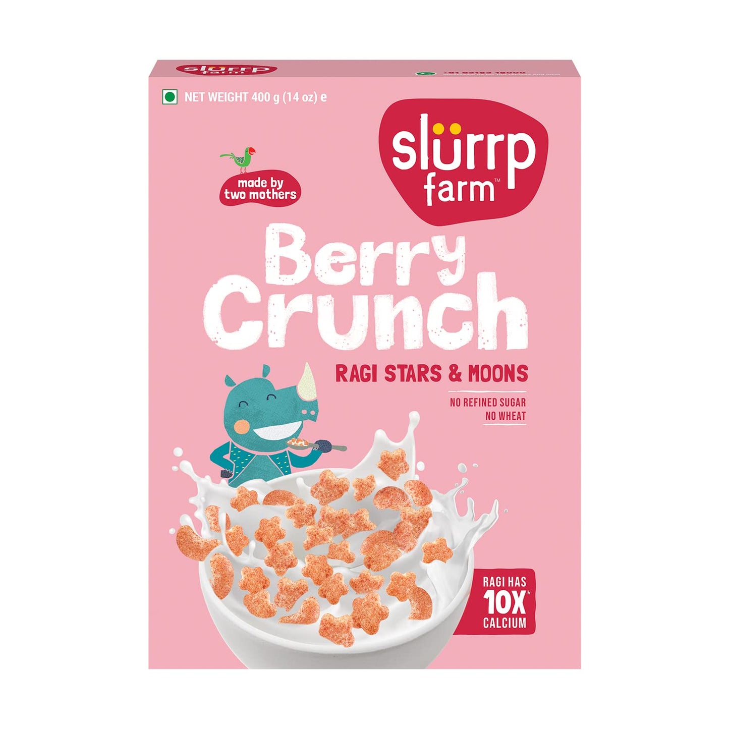 Slurrp Farm Berry Crunch Strawberry Cereal | No Maida, No Refined Sugar, No Added Colour | Ragi Stars and Moons | Healthy Breakf