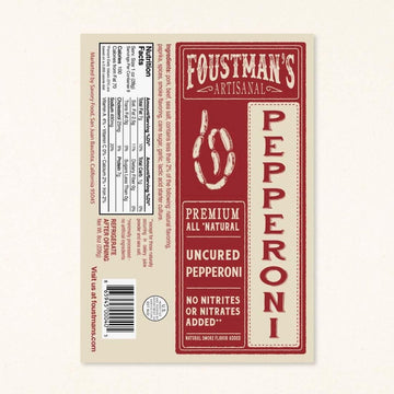 Foustmans Salami Pork and Beef Pepperoni, Nitrate-Free, Naturally Cured, Gluten-Free, Dairy-Free, 8 Oz Sticks