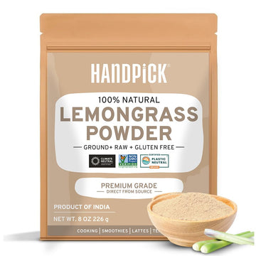 HANDPICK Lemongrass Powder 226g (8oz) - Non-GMO, Gluten-Free, 100% Raw, Ideal for Cooking, Smoothies, Tea - Resealable P