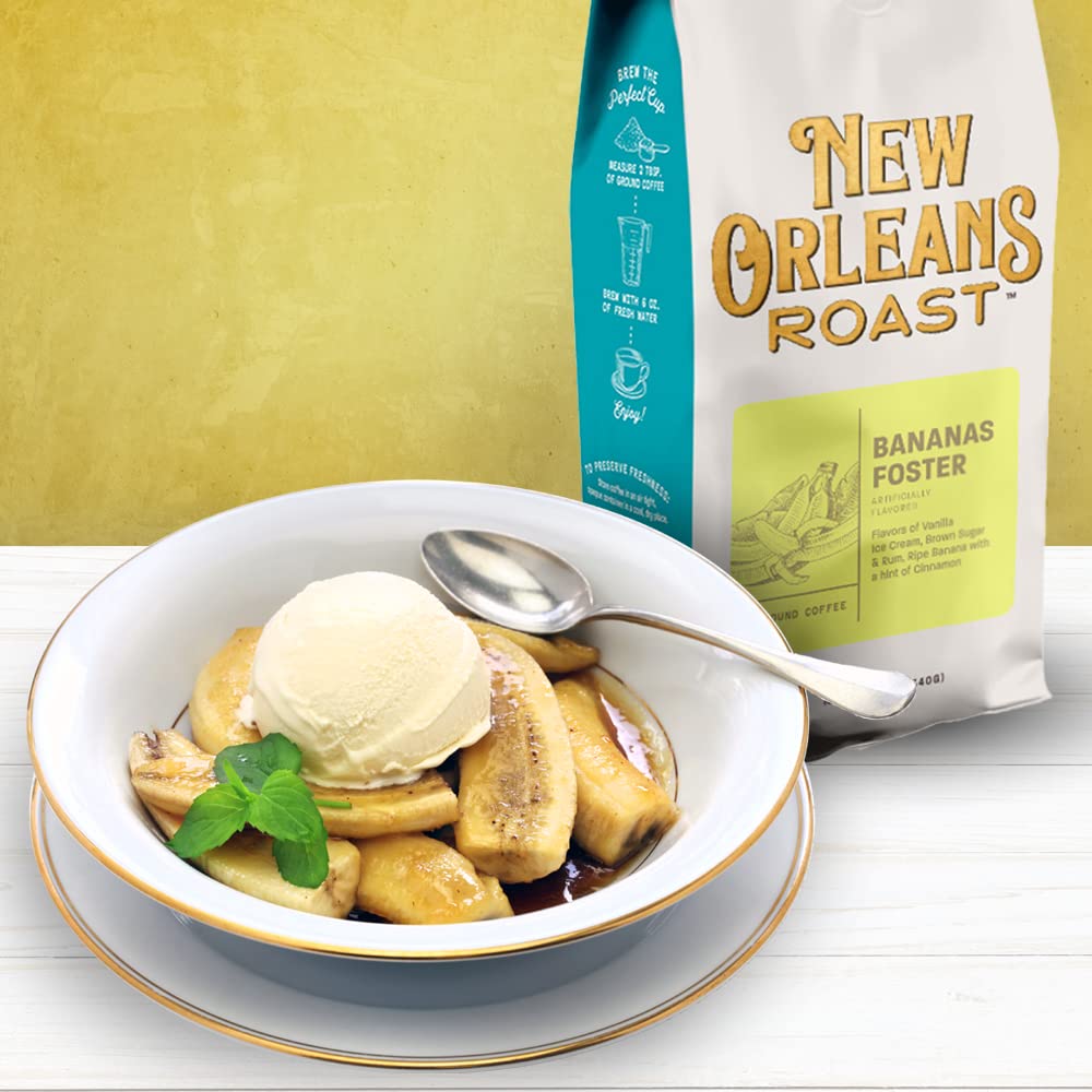 New Orleans Roast - Bananas Foster Ground Coffee 12oz (Pack of 1) - Indulge in the Iconic Flavors of New Orleans