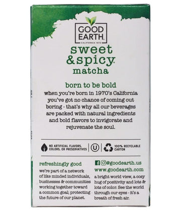 Good Earth 216930 Super Green Tea, Matcha Maker Green Tea - 18 Ct. Box