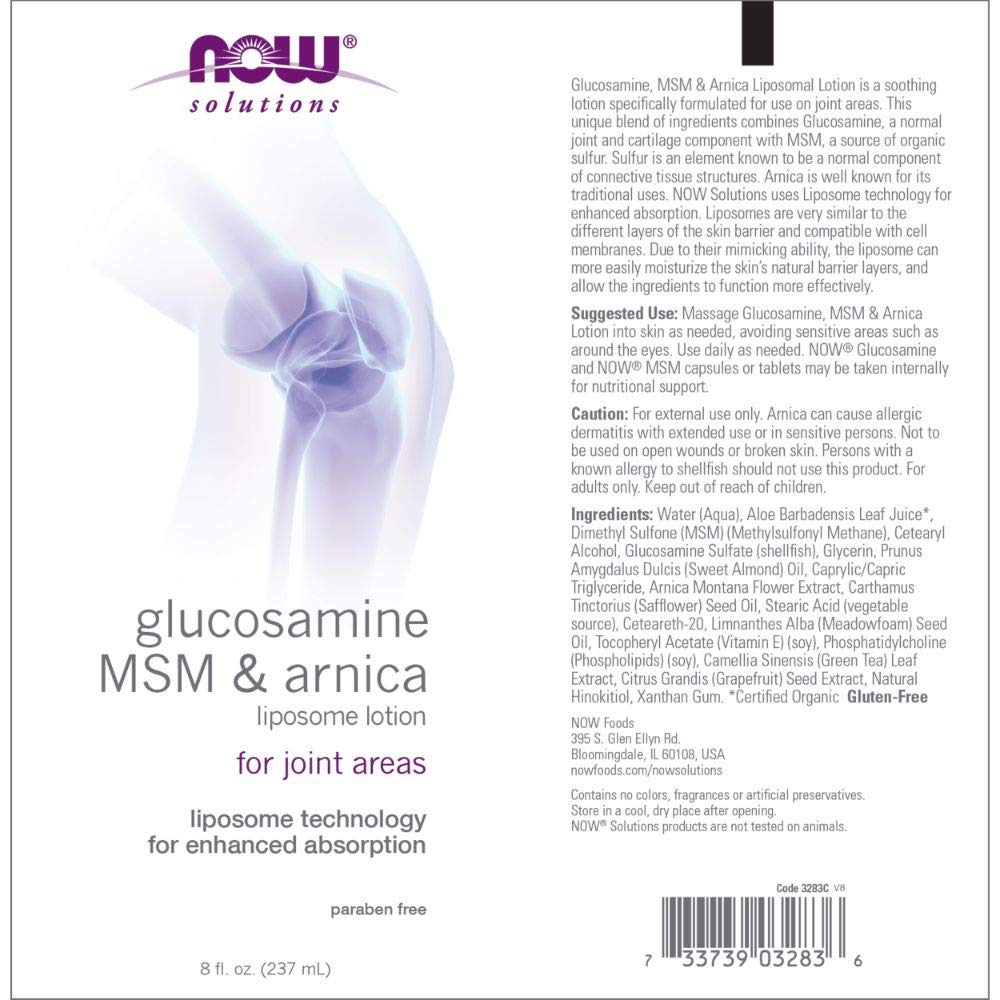 Now Glucosamine, Msm & Arnica Liposome Lotion, 8-Ounce (Pack Of 2)