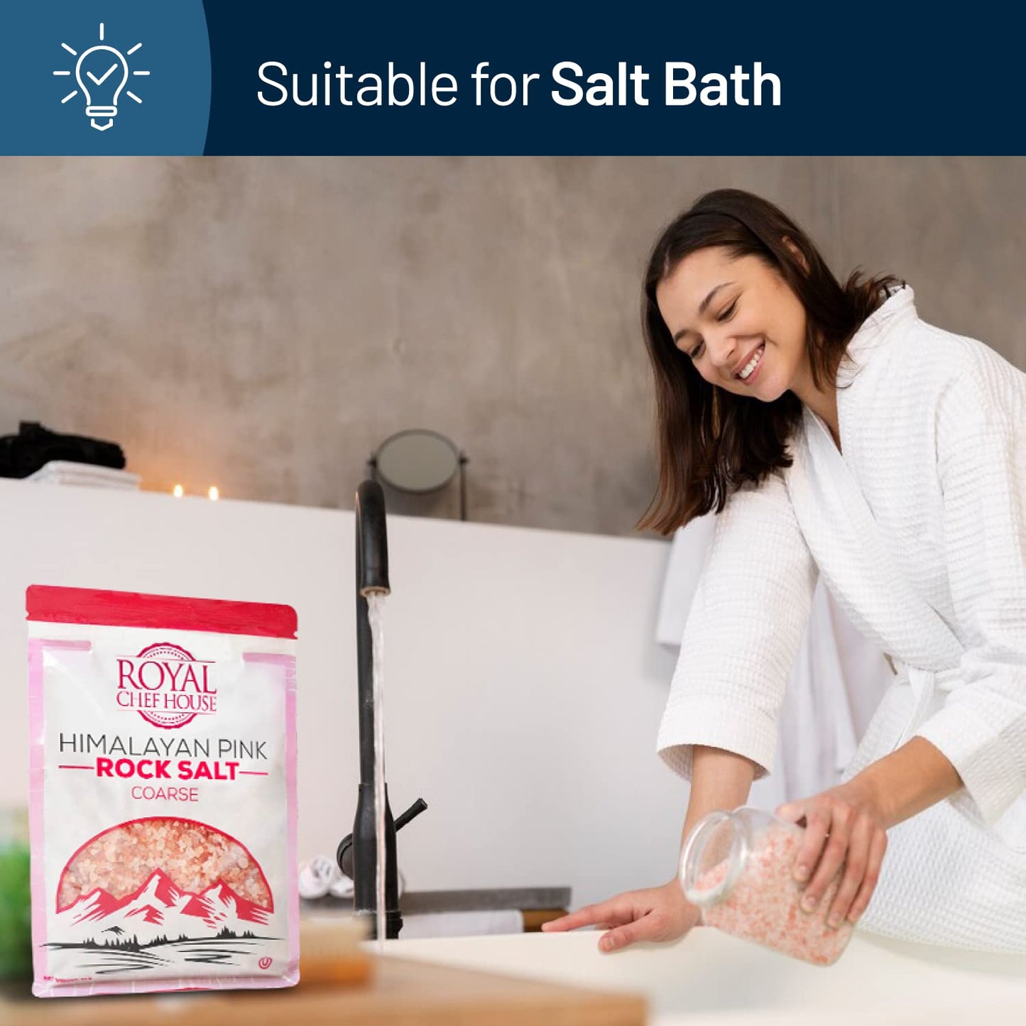 Himalayan Pink Salt 5 Lbs Coarse Grain Bulk Bag - Himalayan Pure Gourmet Crystals -Suitable For Body Bath Scrubs Table Salt Grin