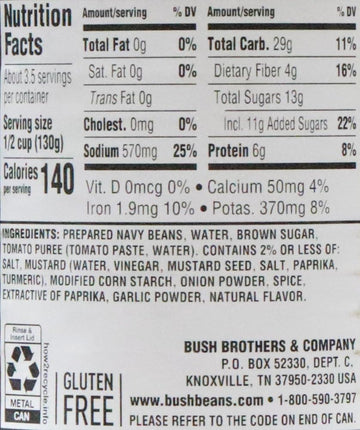 Bush'S Best Vegetarian Fat Free Baked Beans 16 Oz (Pack Of 6)