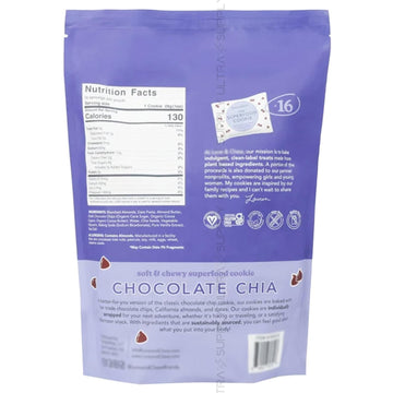 Love Plus Chew Chocolate Chia Cookies (16 Count.) Soft & Chewy Superfood Cookie - Plant-Based, Vegan, Gluten-Free, Individually