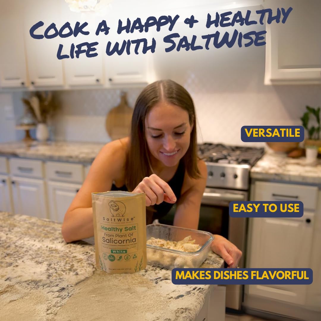 Saltwise 50% Low Sodium Salt Substitute, Plant Based Mineral Salt, Vegan & Kosher, Sea Bean/Salicornia Salt With Real Taste, 100