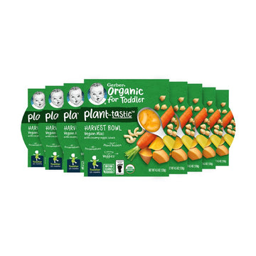 Gerber Organic For Toddler Plant-Tastic Harvest Bowl, Vegan Mac, 4.5 Oz Tray (8 Pack)