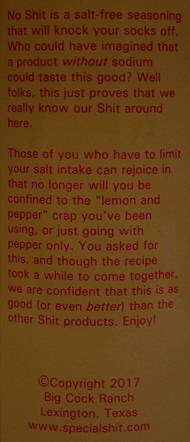 No Shit Salt Free Seasoning From Big Cock Ranch