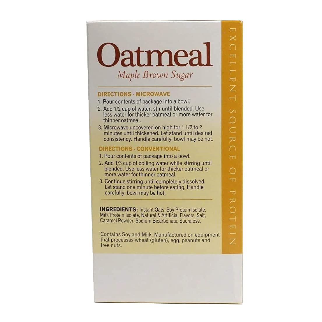 Proteinwise - High Protein Maple And Brown Sugar Oatmeal, Instant Oatmeal, Sugar-Free, Low Fat, Low Cholesterol, Kosher, Oatmeal